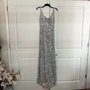 Sparkly Silver Sequin Sherri Hill Full Length Gown